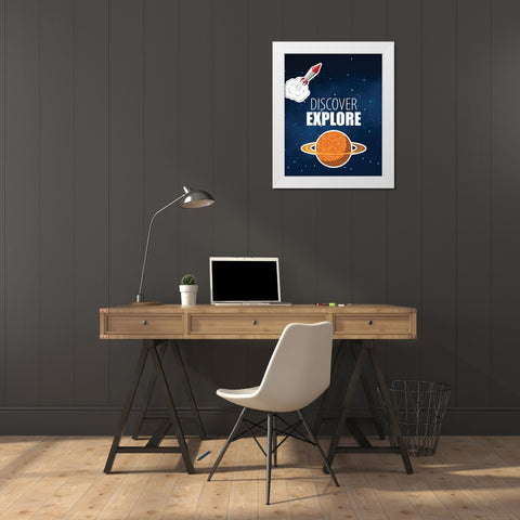 Explore Space White Modern Wood Framed Art Print by Allen, Kimberly