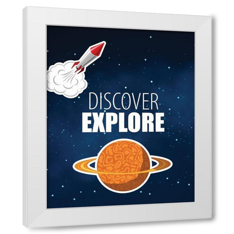 Explore Space White Modern Wood Framed Art Print by Allen, Kimberly