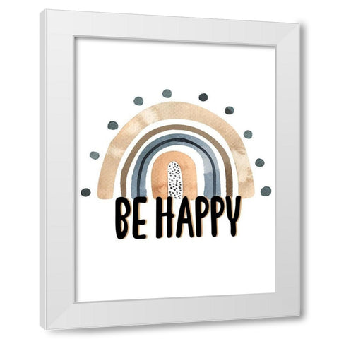 Be Happy Rainbow V2 White Modern Wood Framed Art Print by Allen, Kimberly