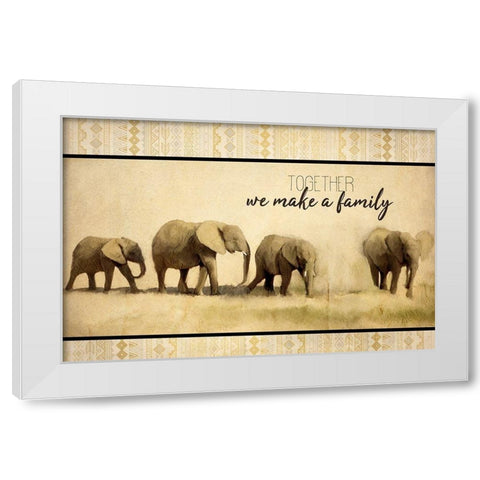 Elephant Family White Modern Wood Framed Art Print by Allen, Kimberly