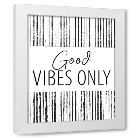 Good Vibes Stripes White Modern Wood Framed Art Print by Allen, Kimberly
