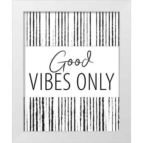 Good Vibes Stripes White Modern Wood Framed Art Print by Allen, Kimberly