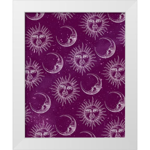 Sun Moon Pattern Pink White Modern Wood Framed Art Print by Allen, Kimberly