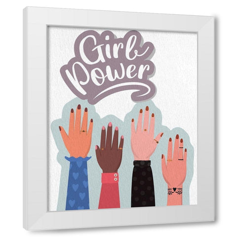Girl Power Hands White Modern Wood Framed Art Print by Allen, Kimberly