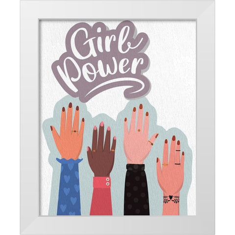 Girl Power Hands White Modern Wood Framed Art Print by Allen, Kimberly