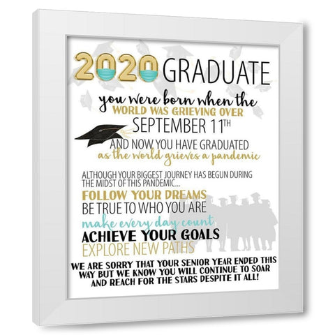 Graduate 2020 White Modern Wood Framed Art Print by Allen, Kimberly