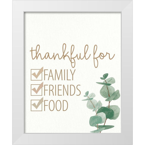 Thankful For White Modern Wood Framed Art Print by Allen, Kimberly