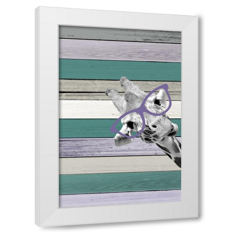 Giraffes Glasses 3 White Modern Wood Framed Art Print by Allen, Kimberly