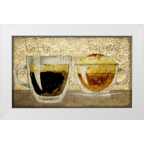 Damask Coffee 1 White Modern Wood Framed Art Print by Allen, Kimberly