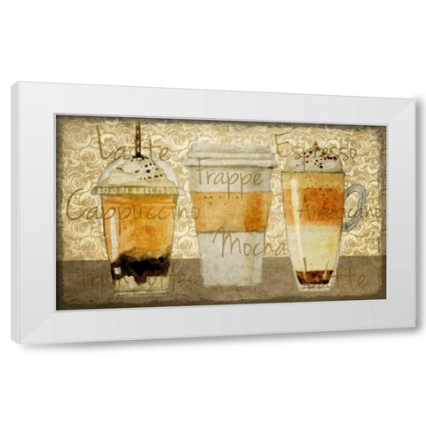 Damask Coffee 2 White Modern Wood Framed Art Print by Allen, Kimberly