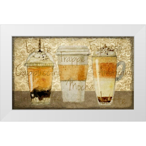 Damask Coffee 2 White Modern Wood Framed Art Print by Allen, Kimberly