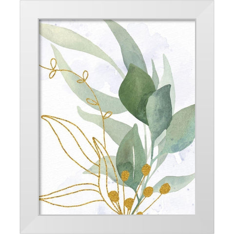 Greens 1 Gold White Modern Wood Framed Art Print by Allen, Kimberly