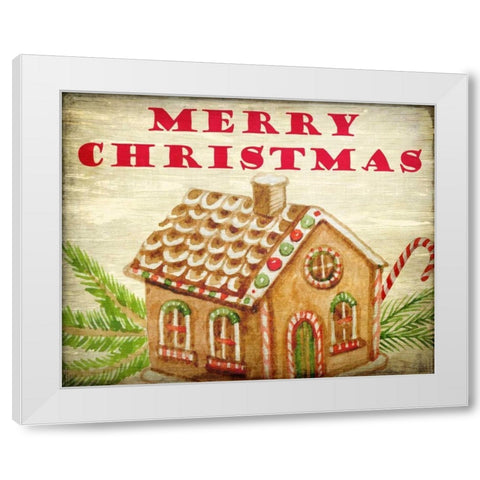 Gingerbread House Christmas White Modern Wood Framed Art Print by Allen, Kimberly