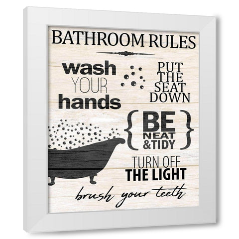 Bath Rules 2 White Modern Wood Framed Art Print by Allen, Kimberly