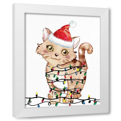 Kitten Lights 1 White Modern Wood Framed Art Print by Allen, Kimberly