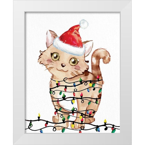Kitten Lights 1 White Modern Wood Framed Art Print by Allen, Kimberly