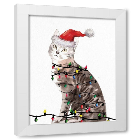 Kitten Lights 2 White Modern Wood Framed Art Print by Allen, Kimberly