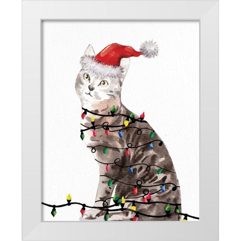 Kitten Lights 2 White Modern Wood Framed Art Print by Allen, Kimberly