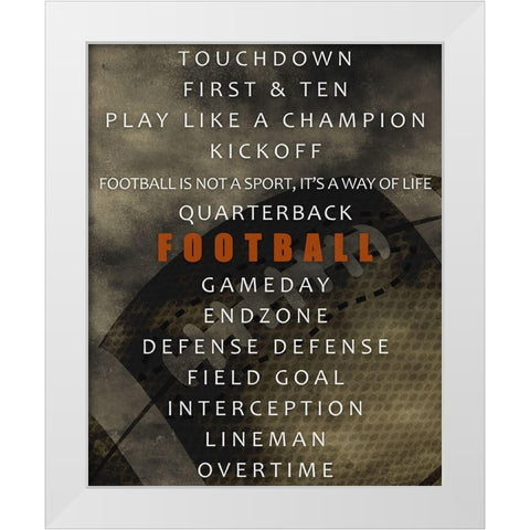 Football White Modern Wood Framed Art Print by Allen, Kimberly