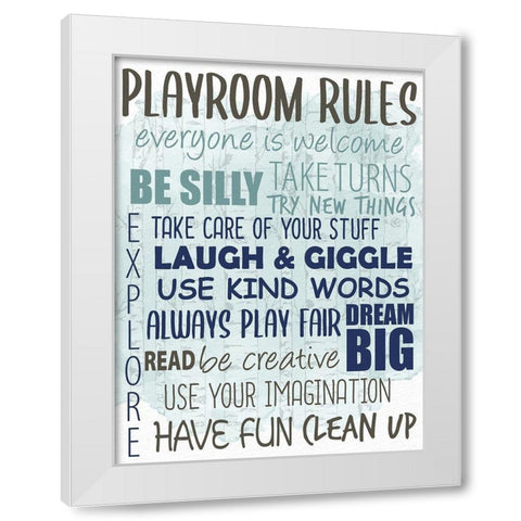 Playroom Rules Forest White Modern Wood Framed Art Print by Allen, Kimberly