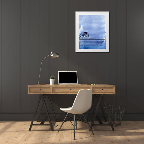 Home Office Watercolor Blue White Modern Wood Framed Art Print by Allen, Kimberly