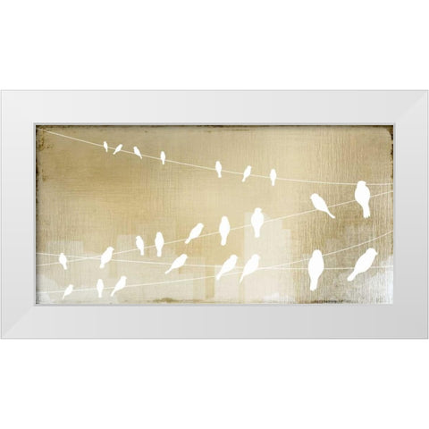 Birds on a Wire White Modern Wood Framed Art Print by Allen, Kimberly