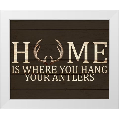 Home Antlers White Modern Wood Framed Art Print by Allen, Kimberly