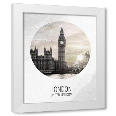 London UK White Modern Wood Framed Art Print by Allen, Kimberly