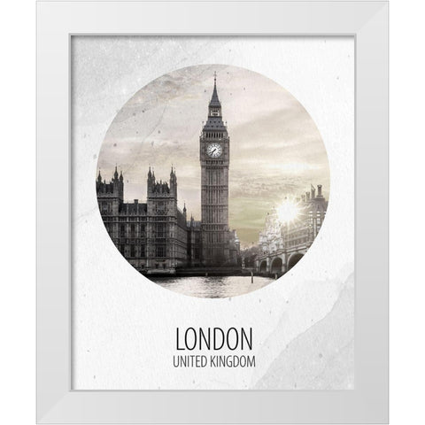 London UK White Modern Wood Framed Art Print by Allen, Kimberly