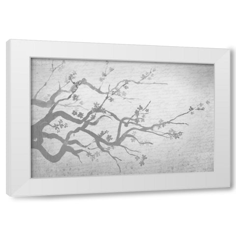Cherry Blossom Branch in Silver White Modern Wood Framed Art Print by Allen, Kimberly
