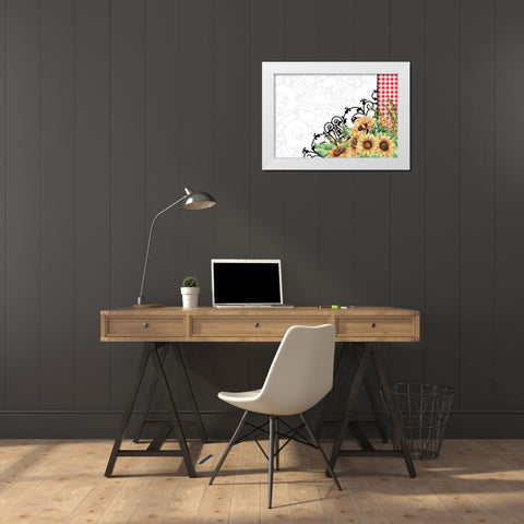 Sunflower Plaid 7 White Modern Wood Framed Art Print by Allen, Kimberly