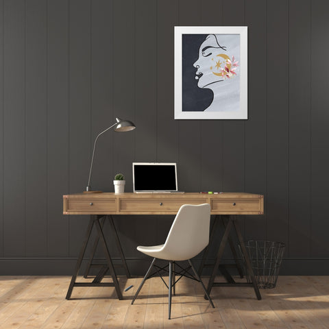 Moon Girl White Modern Wood Framed Art Print by Allen, Kimberly