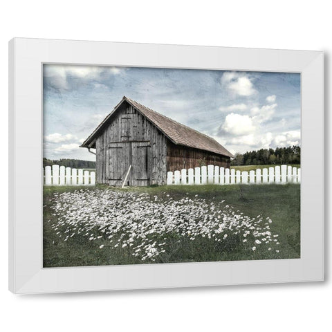 White Fence White Modern Wood Framed Art Print by Allen, Kimberly