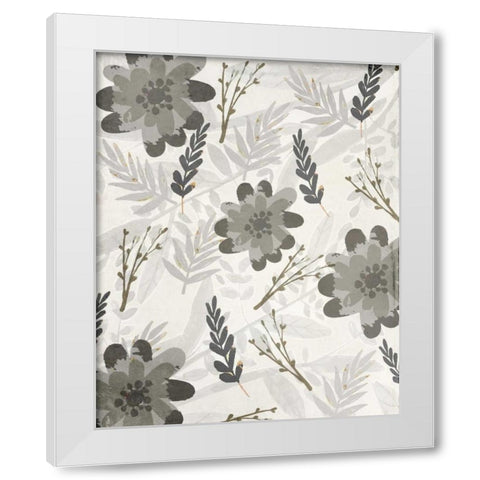 Flower Pattern Grey White Modern Wood Framed Art Print by Allen, Kimberly