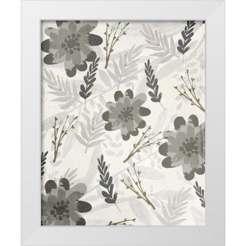 Flower Pattern Grey White Modern Wood Framed Art Print by Allen, Kimberly