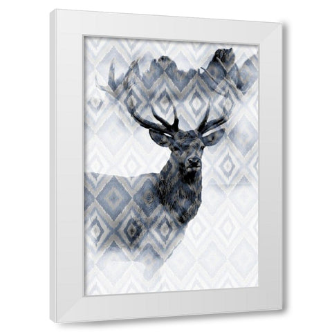 Ikat Deer White Modern Wood Framed Art Print by Allen, Kimberly