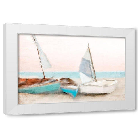 Shore Boats White Modern Wood Framed Art Print by Allen, Kimberly