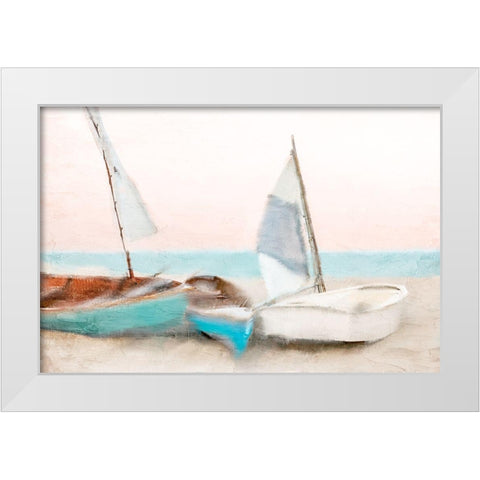 Shore Boats White Modern Wood Framed Art Print by Allen, Kimberly