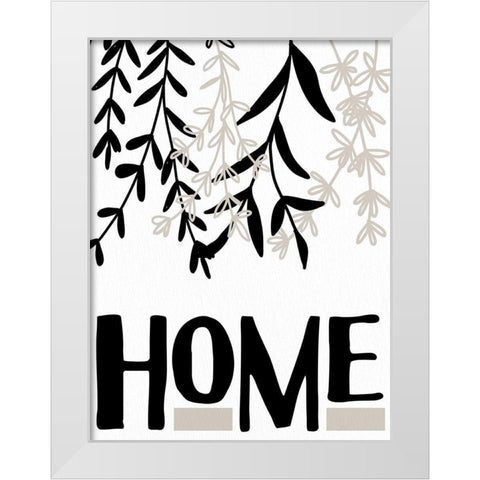 Home Leaves White Modern Wood Framed Art Print by Allen, Kimberly