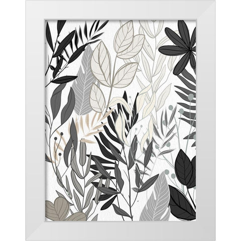 Leaf Collage 1 White Modern Wood Framed Art Print by Allen, Kimberly
