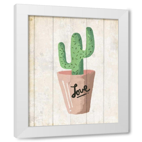 Love Cactus 1 White Modern Wood Framed Art Print by Allen, Kimberly