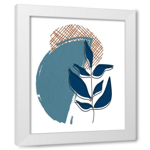 Navy Leaf 1 White Modern Wood Framed Art Print by Allen, Kimberly