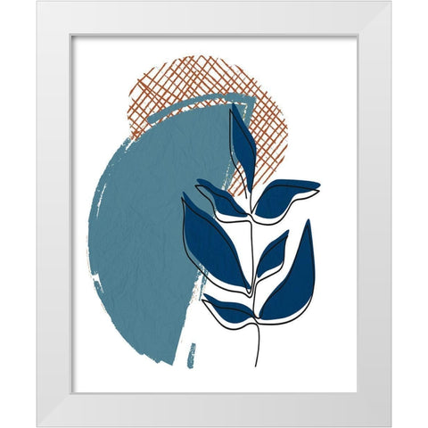 Navy Leaf 1 White Modern Wood Framed Art Print by Allen, Kimberly