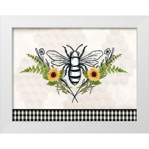 Bee Flower White Modern Wood Framed Art Print by Allen, Kimberly
