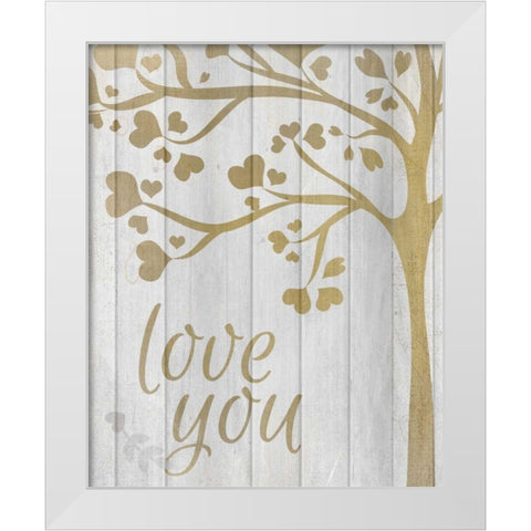 Love You Hearts White Modern Wood Framed Art Print by Allen, Kimberly