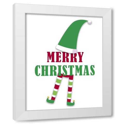 Merry Christmas Elf v2 White Modern Wood Framed Art Print by Allen, Kimberly