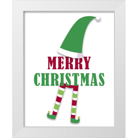 Merry Christmas Elf v2 White Modern Wood Framed Art Print by Allen, Kimberly