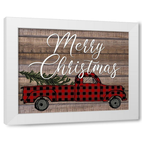 Merry Christmas Holiday Truck White Modern Wood Framed Art Print by Allen, Kimberly