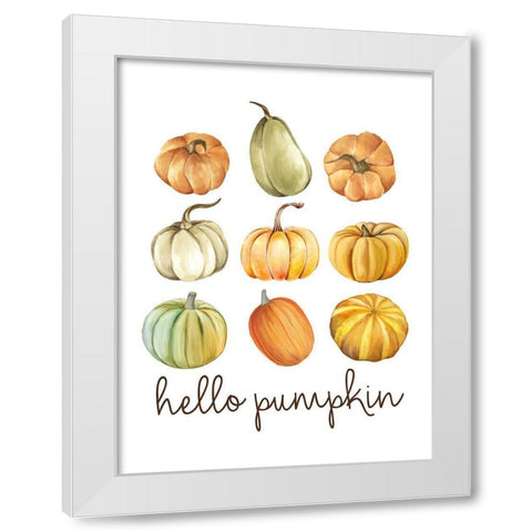 Hello Pumpkin Collage White Modern Wood Framed Art Print by Allen, Kimberly
