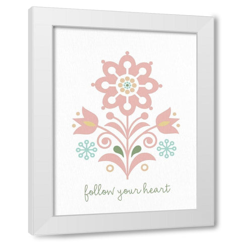 Folk Flower 1 White Modern Wood Framed Art Print by Allen, Kimberly